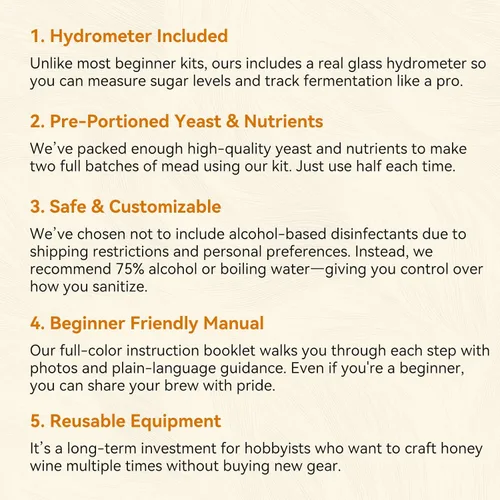 Miniatura 8 de Mead Making Kit para principiantes – Juego completo de iniciación de elaboración casera con suministros reutilizables, tarro de fermentación de vino
