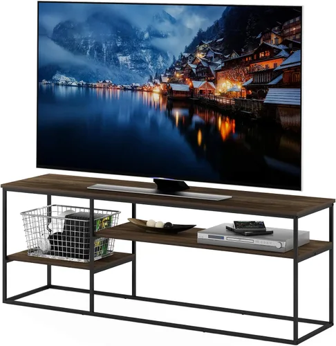 Miniatura 9 de Furinno JAYA - Soporte grande para televisores de hasta 50 pulgadas, nuez de nogal/negro/marrón oscuro de Columbia Nuez Columbia/Negro/Marrón Oscuro