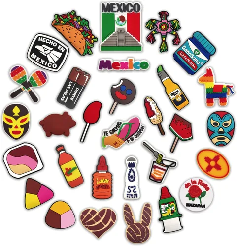 yiagofy 30 dijes para zapatos de México para hombres y mujeres decoración de zapatos regalos de fiesta pulseras para adultos recuerdos de fiesta