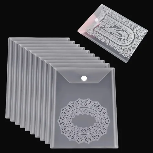 Miniatura 11 de Paquete de 10 bolsillos de almacenamiento de plástico transparente resistentes y 10 hojas magnéticas de goma suave para troqueles de corte, 20
