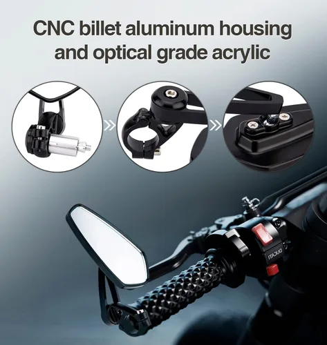 Miniatura 5 de Espejos de extremo de barra de motocicleta compatibles con Honda GROM MSX125 Kawasaki Z650 Z125 Z900 Z750 SV650 Yamaha MT-07 MT-03 MT-09 MT-10 FZ09