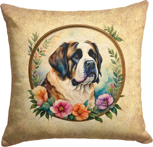 Miniatura 274 de Caroline's Treasures DAC2072PW1414 Affenpinscher and Flowers - Almohada decorativa de tela, lavable a máquina, para interiores y exteriores