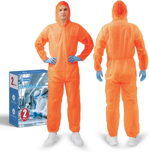 Miniatura 19 de Trajes de materiales peligrosos, 10 opciones de colores Monos protectores desechables, traje de pintura con muñecas elásticas, tobillos y capucha