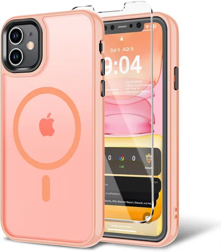 Miniatura 44 de Funda para iPhone 11 con protector de pantalla, compatible con MagSafe, ultra delgada, translúcida, mate, a prueba de golpes, color negro
