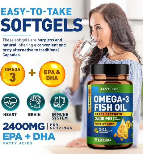 Miniatura 5 de Built by Nature Geles suaves de aceite de pescado Omega 3 - 2400 mg de aceite de pescado, 1440 mg de Omega 3, 864 mg de EPA, 576 mg de DHA