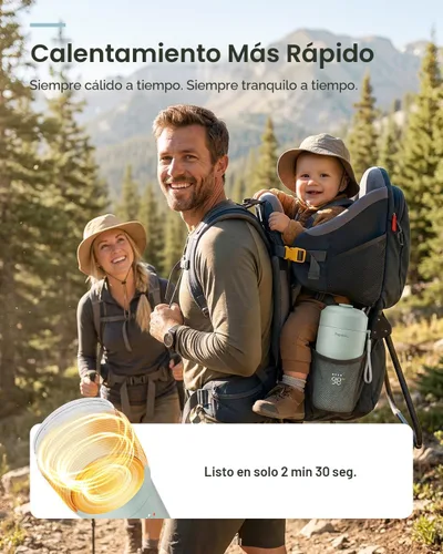 Miniatura 2 de Papablic Calentador de biberones portátil profesional para viajes: calentamiento 3 veces más rápido, 5 ajustes de temperatura, calentador de leche