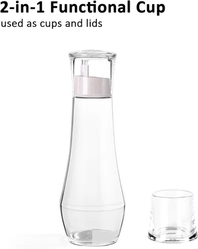 Miniatura 4 de Dispensador de enjuague bucal para baño, dispensadores de enjuague bucal de vidrio con taza, contenedor de enjuague bucal para adultos/niños, 8.8 2