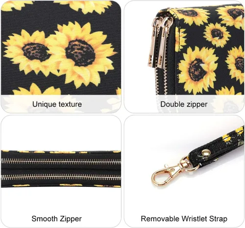 Miniatura 6 de Cartera de doble cierre para mujer, con correa de mano, para tarjetas, dinero en efectivo, monedas, celular