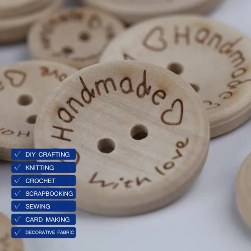 Miniatura 4 de 150 botones de madera hechos a mano para manualidades de 3/5 3/4 1 pulgada, botones de madera mixta, redondos, de madera, hechos a mano, con botones