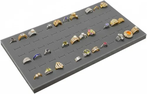 Miniatura 9 de Novel Box - Anillo negro para exhibir 72 ranuras de espuma de 14.25 x 7.62 x 0.62 pulgadas, espuma de almacenamiento de anillos para sostener