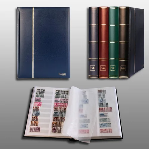 Miniatura 2 de Prophila Stamp Album (nuevo) 60 lados divididos blancos, cubierta azul acolchada