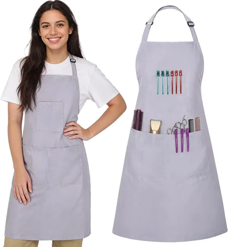 Miniatura 11 de Noverlife Hair Stylist Apron with 4 Pockets, Hair Resistant 34 Inch Long Hairdresser Aprons w/Adjustable Strap for Salon