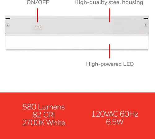 Miniatura 2 de UltraPro Luces cableadas para debajo del gabinete de 24 pulgadas, solo encendido/apagado, 2700 K blanco cálido, iluminación debajo del gabinete