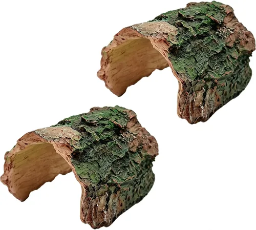 Miniatura 8 de Paquete de 2 adornos de tronco de árbol hueco de resina de tronco de betta, escondite de acuario, cueva de reptil, tarántula, decoración de tanque