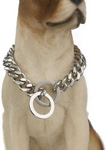 Collar de cadena para perro, acero inoxidable dorado/plateado, 0.47 pulgadas de ancho, cadena de eslabones cubanos para perros, collares de