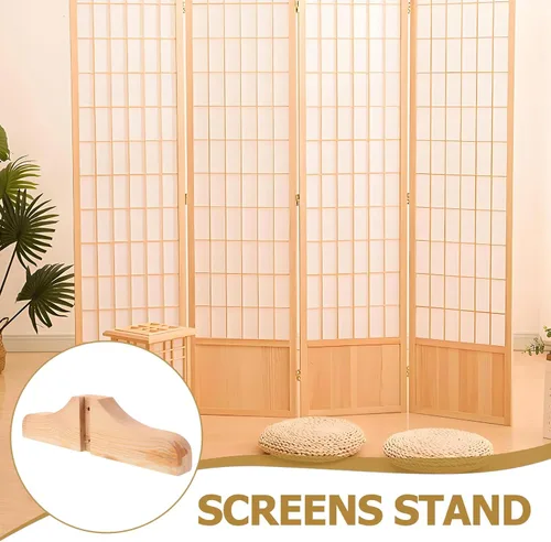 Miniatura 4 de NUOBESTY Base de soporte de suelo para divisor de habitación, 2 pies de madera ligeros, estabilizador de pantalla plegable de estilo japonés