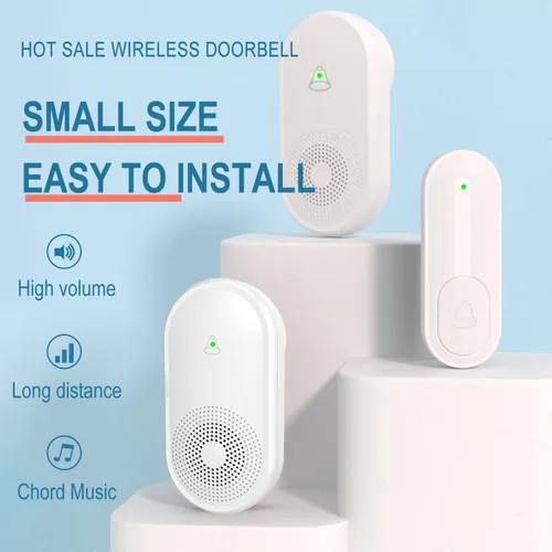 Miniatura 2 de Timbre inalámbrico con 5 receptores, 2 botones, timbre impermeable IP55, timbre remoto de 1000 pies/984.3 ft, 55 campanas de 5 volumen, LED