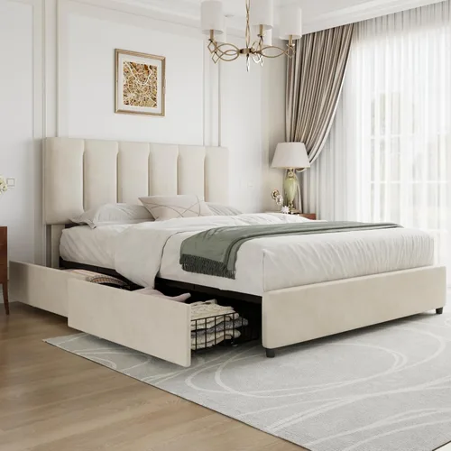 Miniatura 20 de VECELO - Base de cama tamaño individual con cabecera tapizada, plataforma con soporte de listones de madera de alta resistencia, no necesita somier