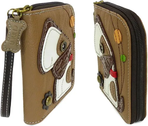 Miniatura 4 de CHALA Bolsos, cartera con cremallera alrededor de la cartera, pulsera, 8 ranuras para tarjetas de crédito, monedero resistente para mujeres, Perro