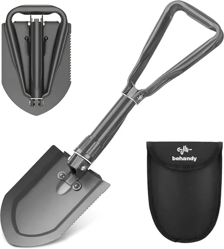 Miniatura 10 de Pala plegable de 18.5 pulgadas, pala plegable para nieve de automóvil, pala de campamento y pico, herramienta de entrenamiento militar para Negro