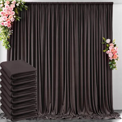 Miniatura 73 de Cortinas de telón de fondo blanco de 30 pies x 8 pies para fiestas de boda, 6 paneles de 5 pies x 8 pies, cortinas de fotografía de poliéster sin