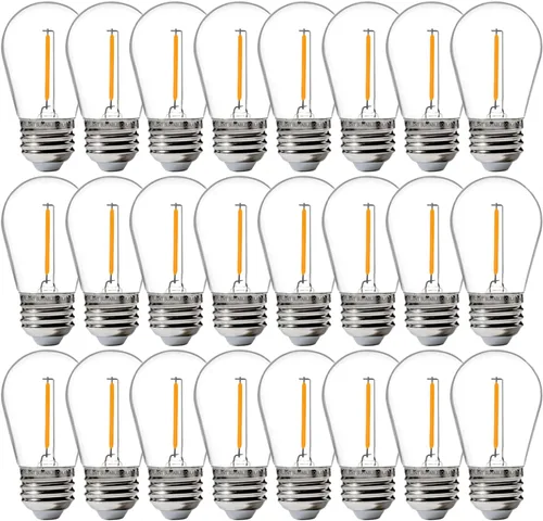 Miniatura 11 de FLSNT Paquete de 48 bombillas LED S14 de repuesto para cadena de luz, bombillas LED impermeables para exteriores, base E26, 2200 K blanco cálido,