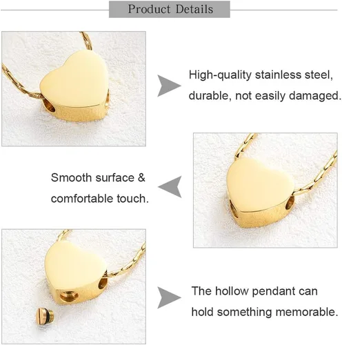 Miniatura 64 de constantlife Joyería de cremación para cenizas – Colgante de corazón conmemorativo collar de urna conmemorativa soporte para cenizas de acero