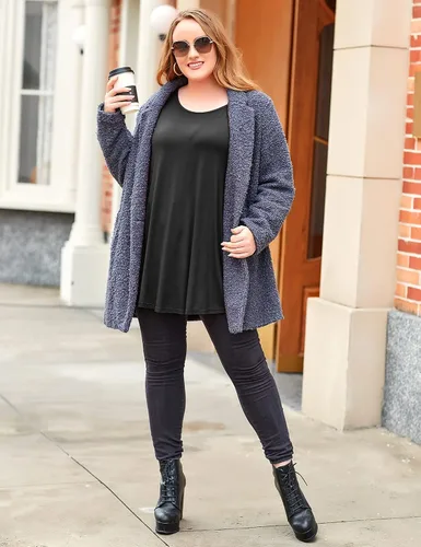 Miniatura 5 de MONNURO Blusa básica de manga 34 para mujer, estilo casual, ajuste holgado, talla grande, túnica