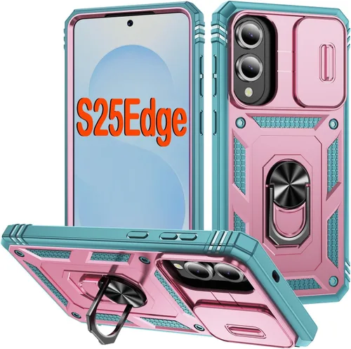 Miniatura 113 de PASNEW Funda para Samsung Galaxy S22 Ultra 5G, cubierta de cámara deslizante y soporte de dedo de metal giratorio de 360°, militar, resistente, a