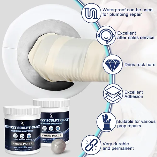 Miniatura 6 de Arcilla de Masilla Epoxy para Esculpir, 2 Partes A & B para Esculpir, Modelar, Construir y Reparar, 2 Libras, Natural