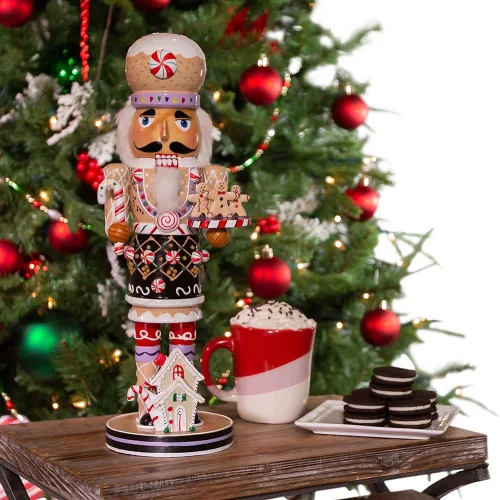 Miniatura 8 de Kurt Adler, cascanueces navideño de jengibre de madera, 16 pulgadas