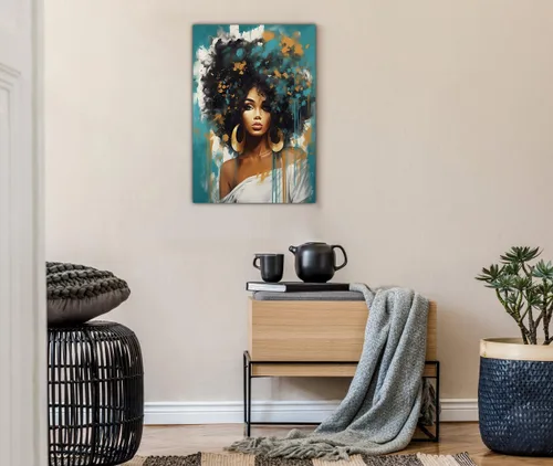 Miniatura 295 de Arte de pared afroamericano, decoración de rey y reina bailarín negro para sala de estar, arte de pareja de amor negro para dormitorio, lienzo