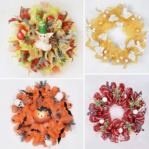 Miniatura 5 de Deco - Cinta de malla decorativa de 5.9 pulgadas x 30 pies con lámina metálica de malla decorativa para coronas de primavera, decoración de fiestas