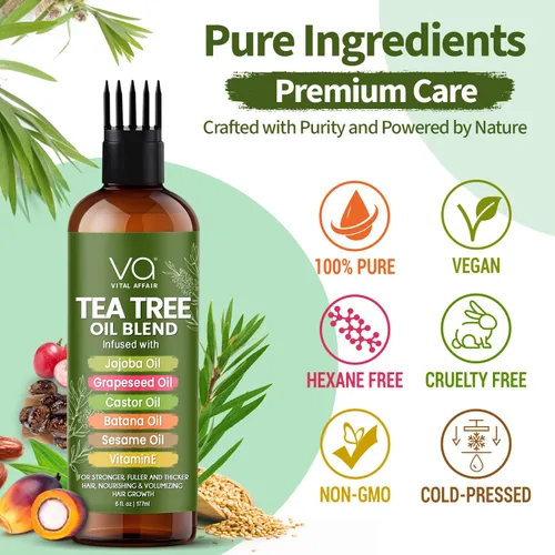 Miniatura 8 de VITAL AFFAIR Aceite de Árbol de Té Para el Cabello Con Jojoba, Ricino, Aceite de Batana - Tratamiento de Árbol de Té Para el Cabello y Cuero