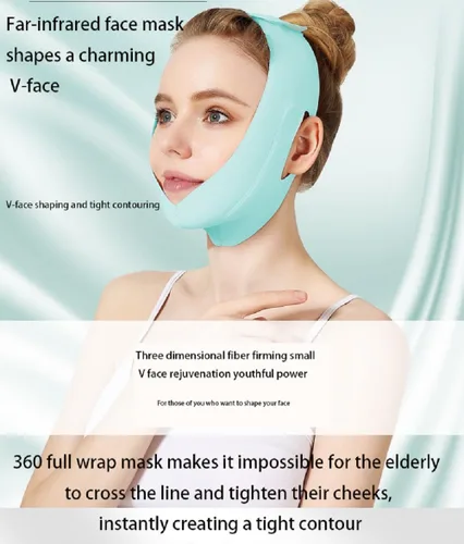 Miniatura 4 de Serena.H Máscara facial para dormir, mascarilla reutilizable en forma de V y barbilla, máscara de elevación de línea en V, encogimiento de doble Azul