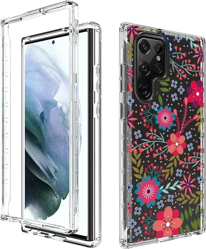 Funda para Galaxy S22 Ultra 5G, Samsung S22 Ultra Funda para niñas, cuerpo completo, a prueba de golpes, transparente, flexible, TPU, funda