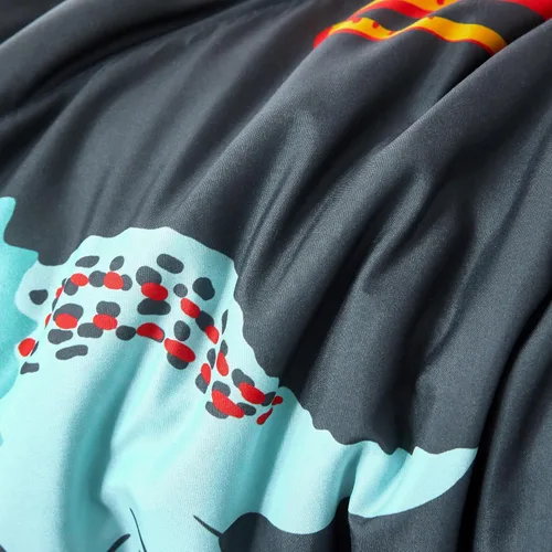 Miniatura 9 de RYNGHIPY Juego de ropa de cama de dinosaurio - Juego de edredón tamaño Queen para chicos y chicas - Juego de cama de dinosaurio suave, transpirable