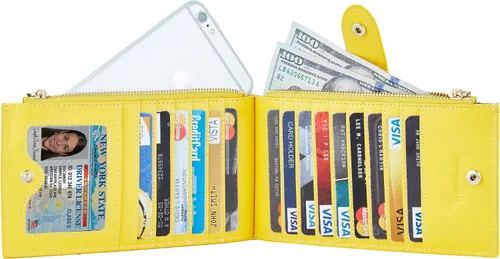 Miniatura 3 de Travelambo RFID Billetera de mujer con varios compartimientos para varias tarjetas con bolsillo con cierre, talla única