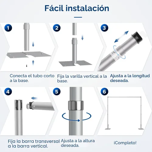 Miniatura 8 de Soporte de Telón de Fondo con Tubo y Tela, Marco Ajustable Resistente de 10x10 pies con Base de Metal, Soporte de Fondo para Fiestas, Fotografía