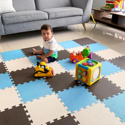 Miniatura 15 de MioTetto Tapete de juego para bebé, baldosas de espuma suave para el suelo para niños. Baldosas de espuma entrelazadas ajustables, se adapta a