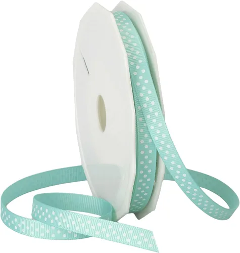Morex Ribbon Swiss Dot - Cinta de grogrén de poliéster, carrete de 3/8 pulgadas por 20 yardas, aguamarina
