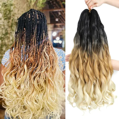 Miniatura 26 de WIPPORYA Cabello Rizado Francés para Trenzar de 24 Pulgadas, 6 Paquetes de Cabello Ondulado Suelto Elástico para Crochet Pre-Estirado 3.53