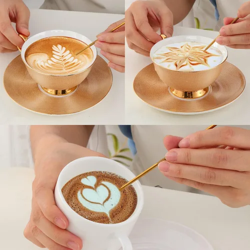 Miniatura 4 de Buyer Star Espumador de leche, espumador de café, herramientas Picher Barista, taza mental de acero inoxidable, accesorios para expreso, kit