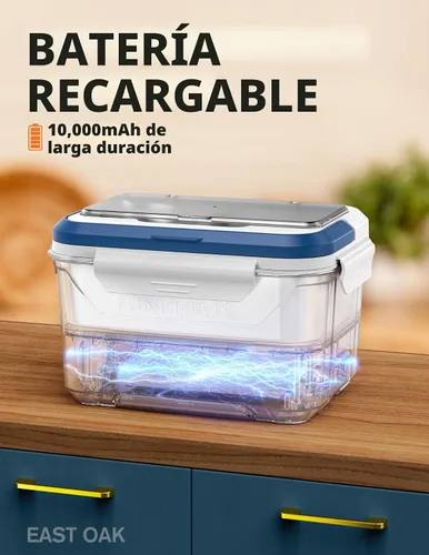 Miniatura 2 de EAST OAK Fiambrera eléctrica inalámbrica para adultos, lonchera calentada a pilas con calefacción automática, calentador de alimentos portátil