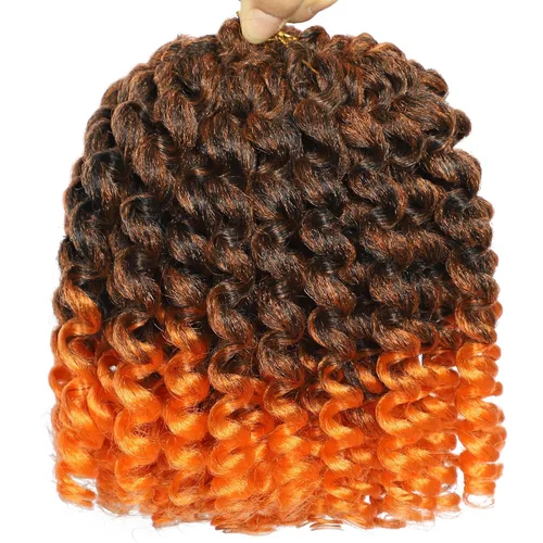 Miniatura 21 de Cabello de Ganchillo Jamaicano Saltarín de 8 Pulgadas 5 Paquetes 2X Rizo de Varita Ringlet Cabello de Ganchillo Pre-Enrollado Rizo Saltarín