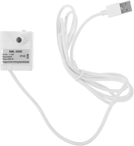 Housoutil Mini bomba de agua sumergible Usb silenciosa fuente bomba para fuentes de agua de mascotas e hidroponía 1.57 x 1.57 x 1.25 pulgadas