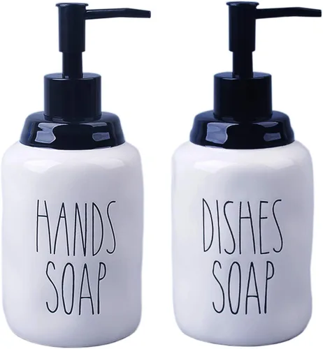 Miniatura 7 de Dispensador de jabón de manos de cerámica – Botellas dispensadoras de líquido estilo granja, perfecto para encimera de cocina o decoración