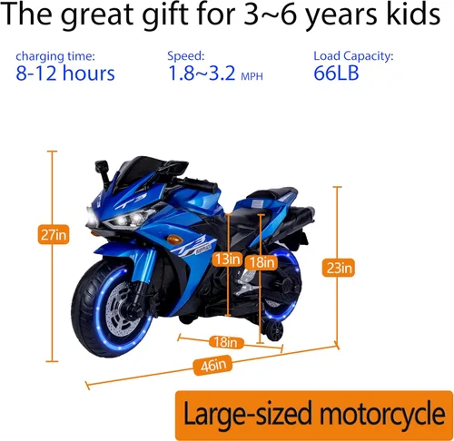 Miniatura 4 de TAMCO - Motocicleta para niños, motocicleta de 12 V con carreras de mano, freno de pie, rueda ligera, juguetes para niños, bicicleta eléctrica