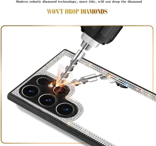 Miniatura 4 de Funda compatible con Samsung Galaxy S22 Ultra Mirror con diamante, funda de teléfono de acrílico brillante que se puede utilizar para maquillaje al