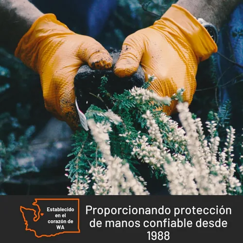Miniatura 4 de GLOVEWORKS Guantes de trabajo de nitrilo naranja de 8 mil, desechables, resistentes, con agarre de diamante elevado, guantes mecánicos, XL, caja